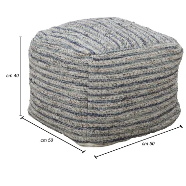 PUFF PERU' Kwadratowy 50 50 40 cm (35% Wełna / 35% Juta / 30% Bawełna)